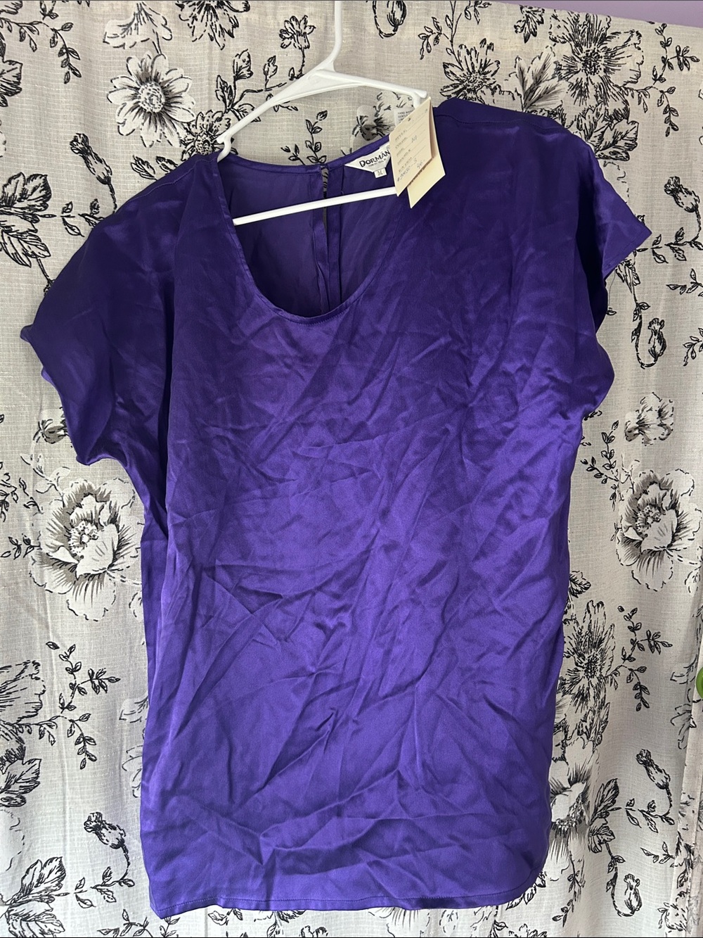 Purple Women's Short Sleeve Silk Shirt